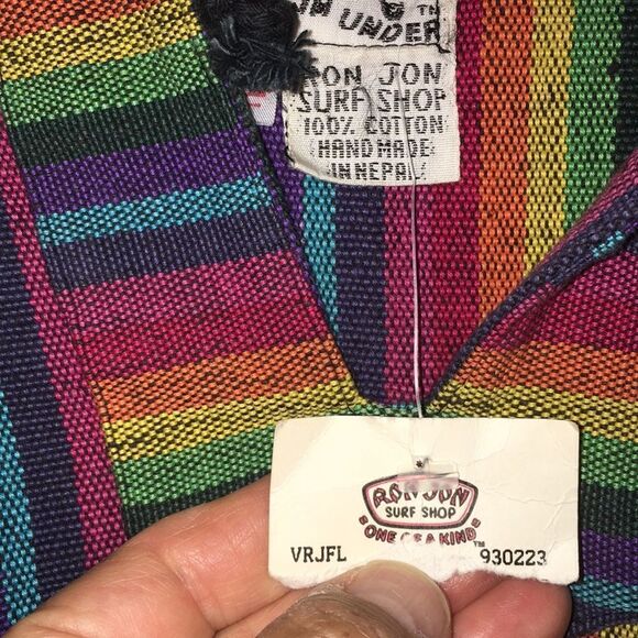 New RARE Vintage Old ❤️Rainbow Ron Jon Baja Hoodie jacket with tag!!☀️ - Picture 3 of 4